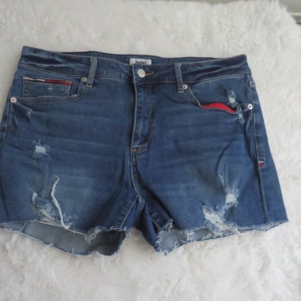 Tommy Jeans Women's Blue Denim Jeans Shorts Size 12